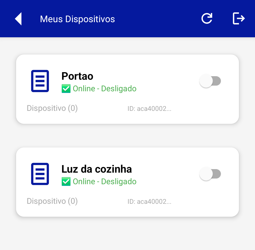 Android eWeLink device list